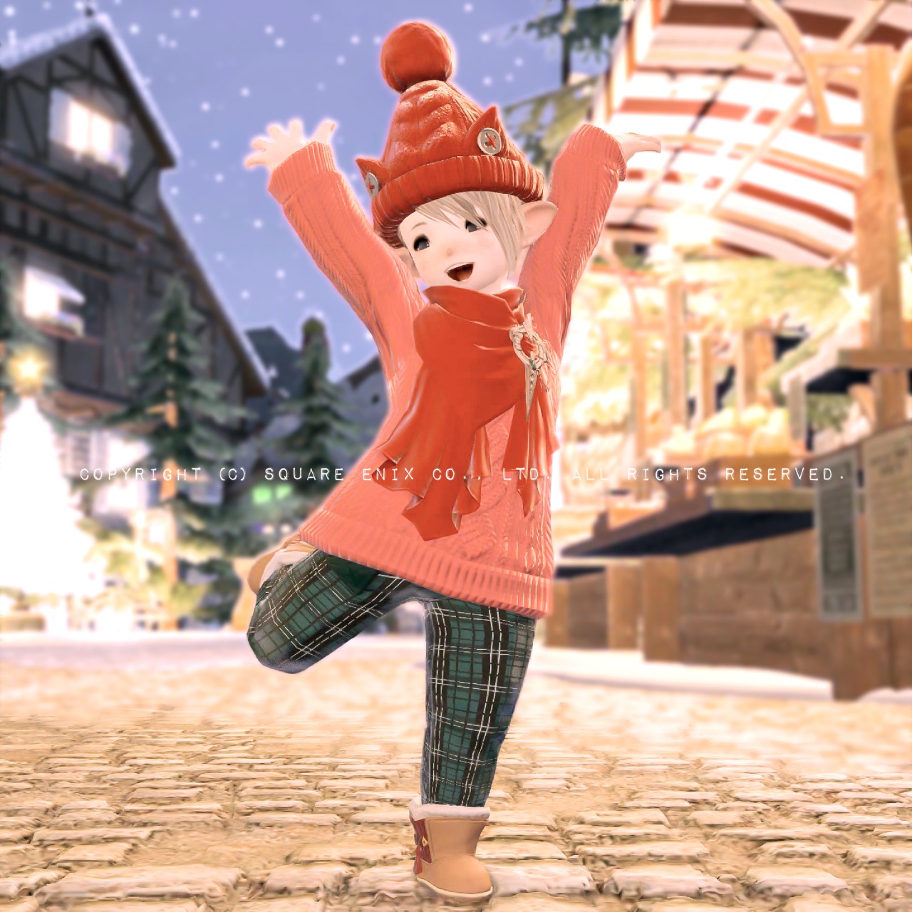 赤と緑で染色したララフェルのクリスマスミラプリ