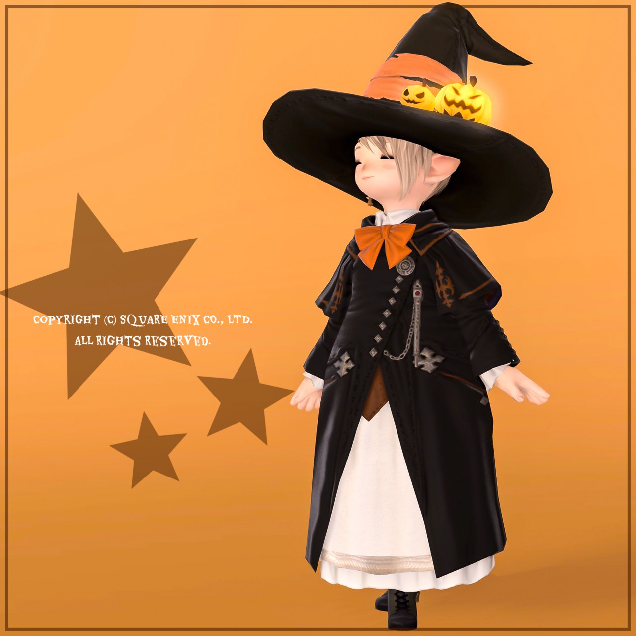 ウィッチハットを使ったララフェルの魔女風ハロウィンコス