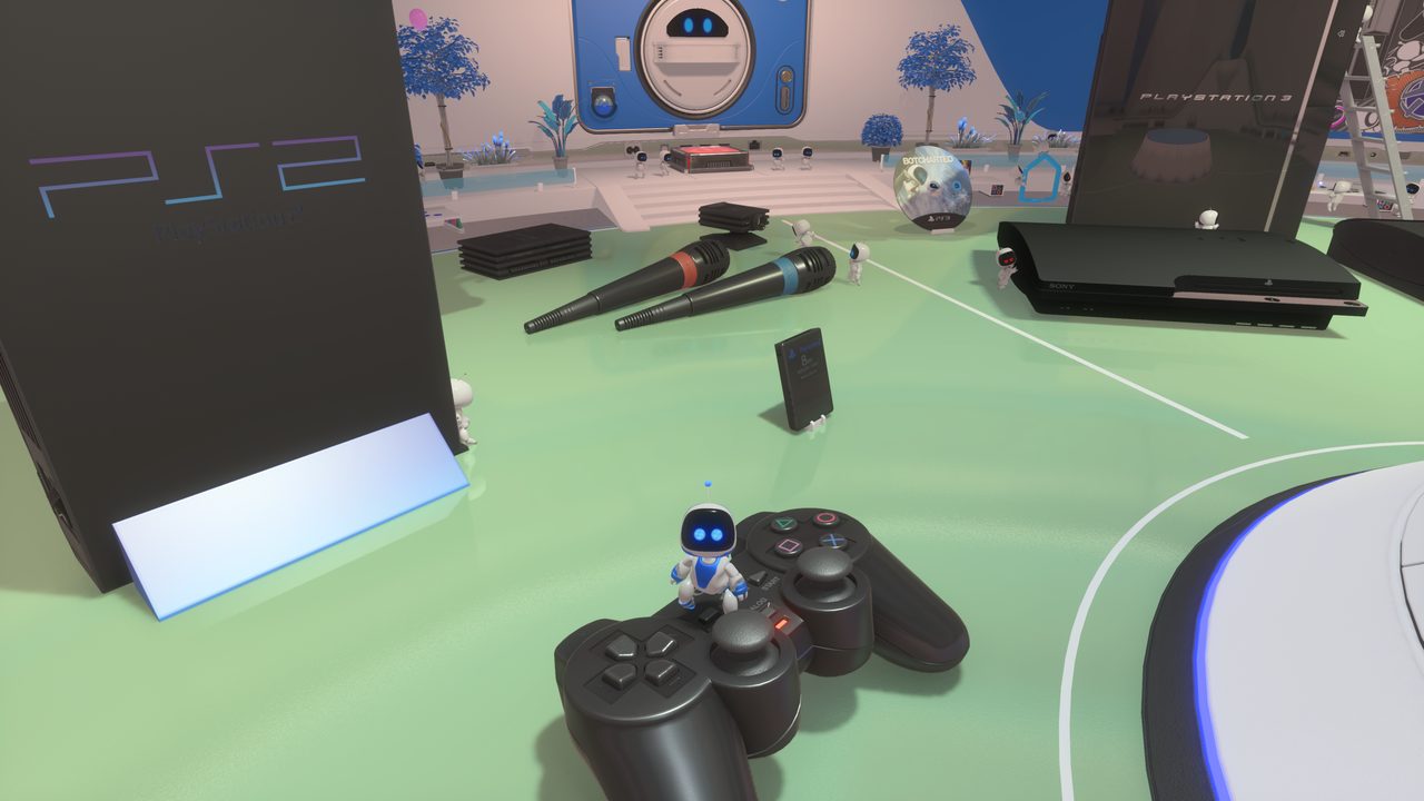 プレイステーション4のコントローラーの上に乗るアストロ