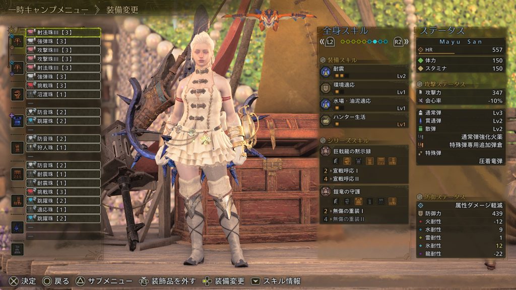 星１０ゴグマジオス　エリア１高台用　対策装備②装飾品一覧　発動スキル