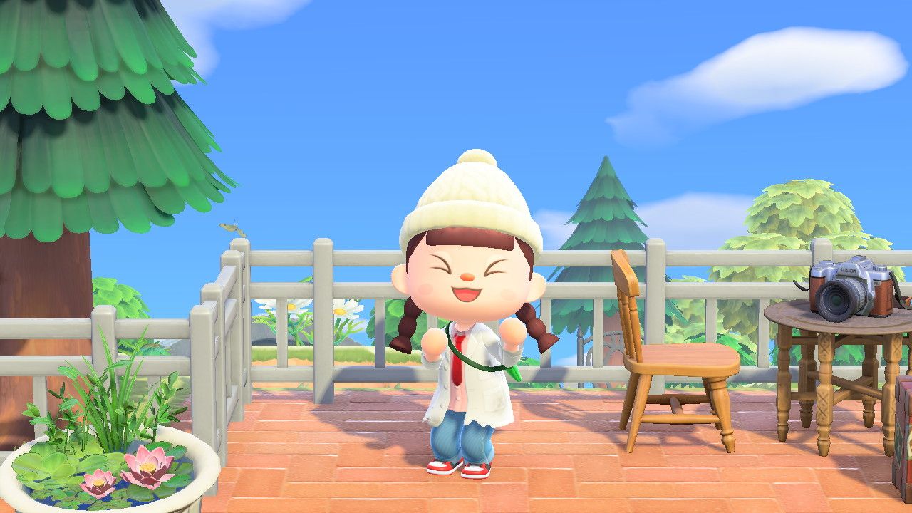 あつ森 リサイクルボックス限定アイテム、破れた白衣を着て喜びから踊る島民代表