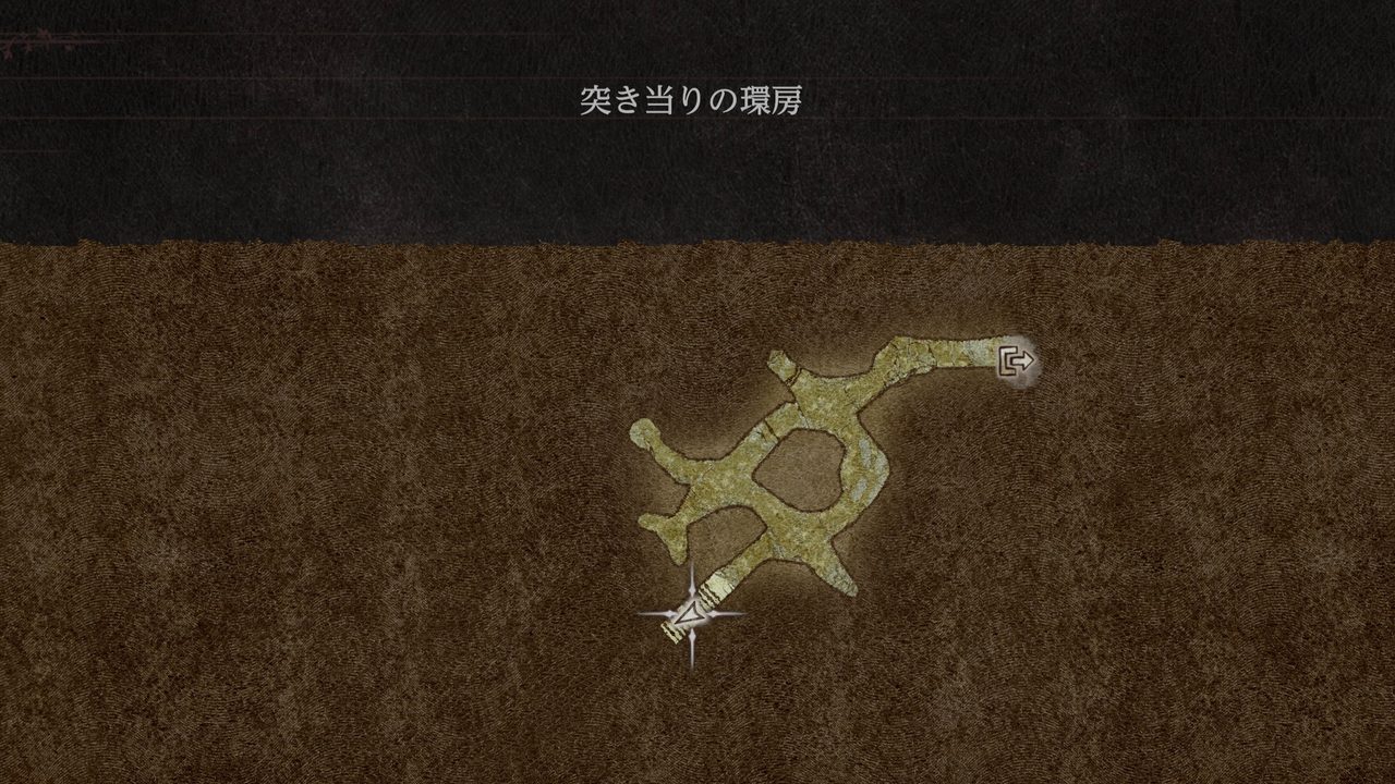 突き当たりの環房　洞窟内マップ
