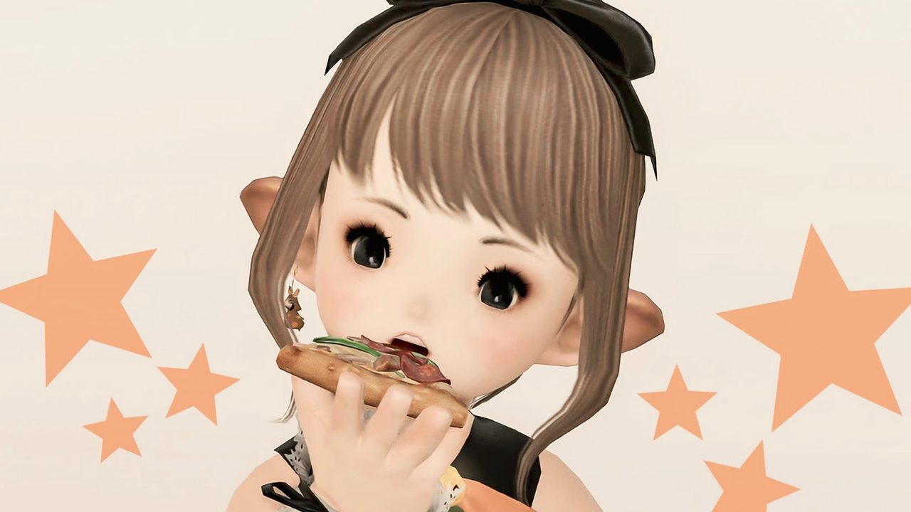 ピザを食べる可愛い女ララフェル