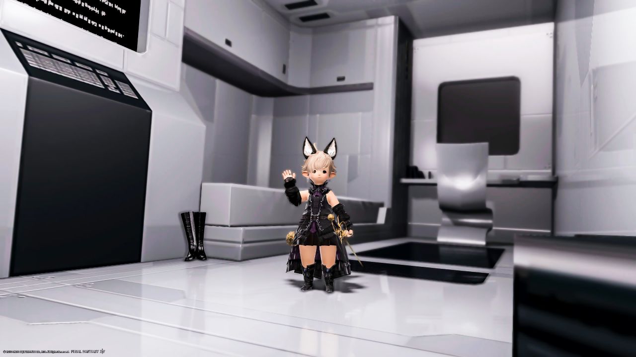 FF14のバンカー内にある2Bの部屋で記念撮影したスクリーンショット