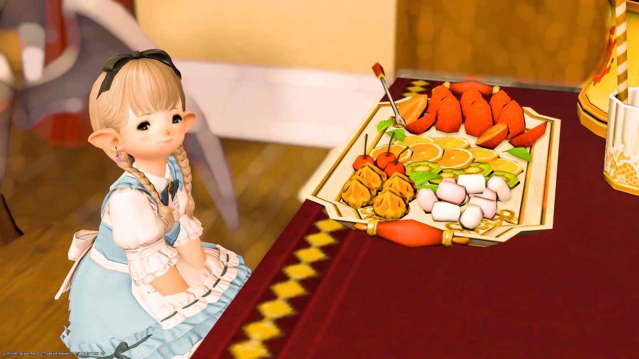黒いフロンティアリボンとメイド服を合わせたアリス風コーデ