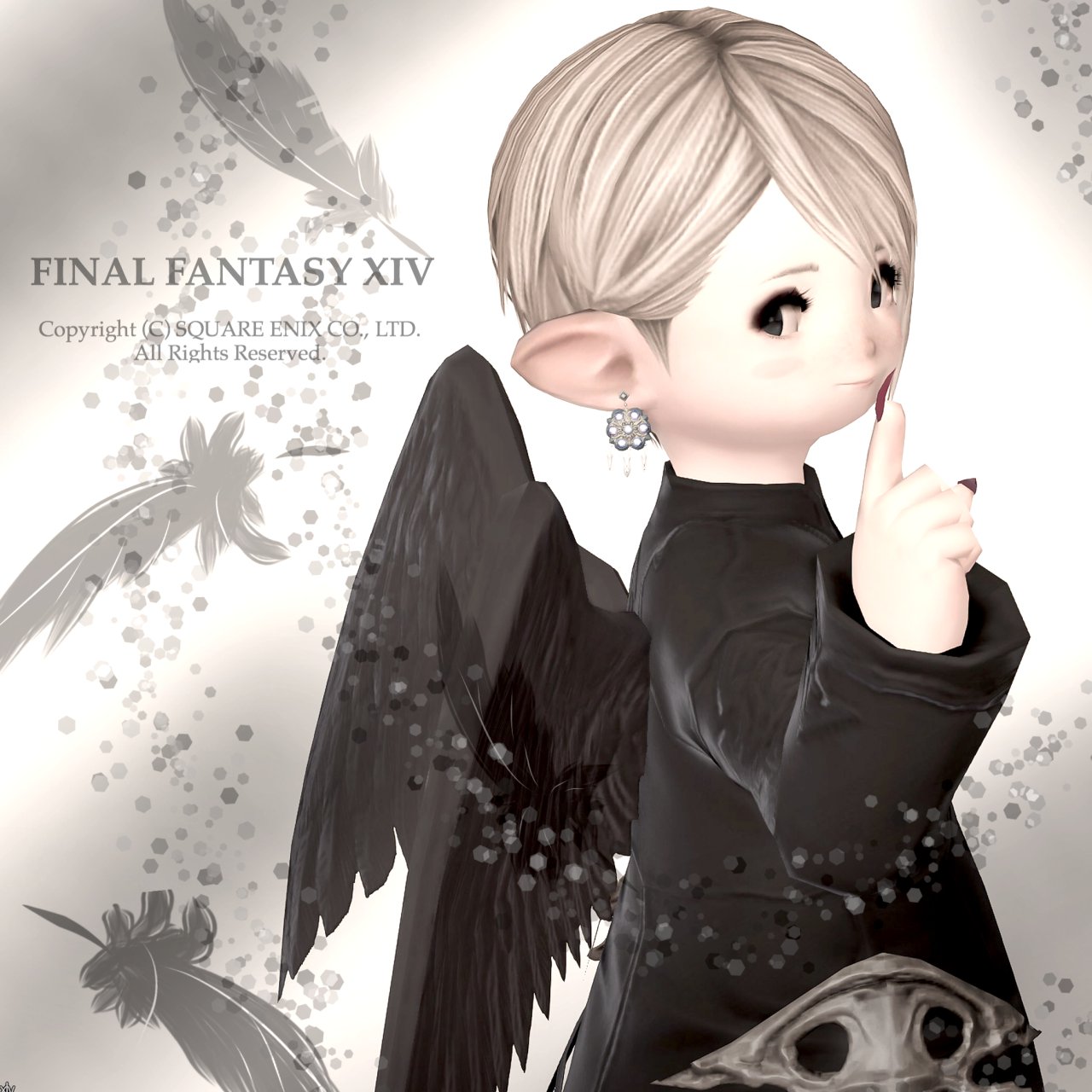 デーモン装備に羽とキラキラを加えたFF14の天使風スクショ加工