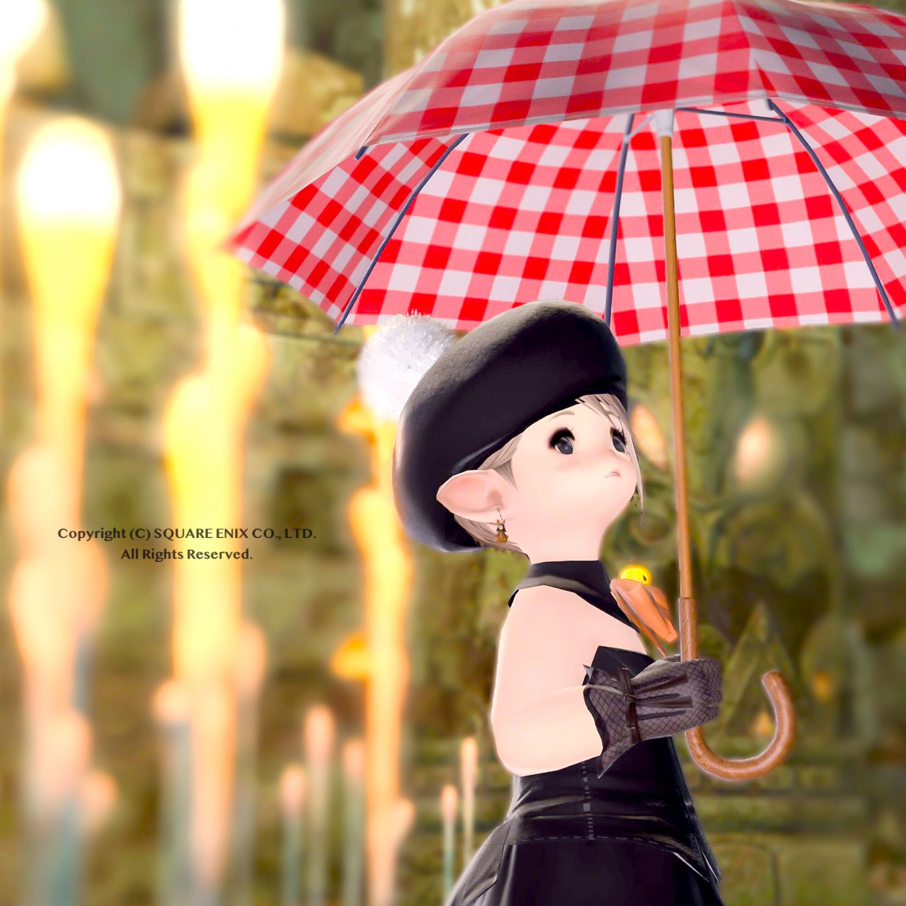 FF14のチアフルチェックパラソルを持ったララフェルのグルポ