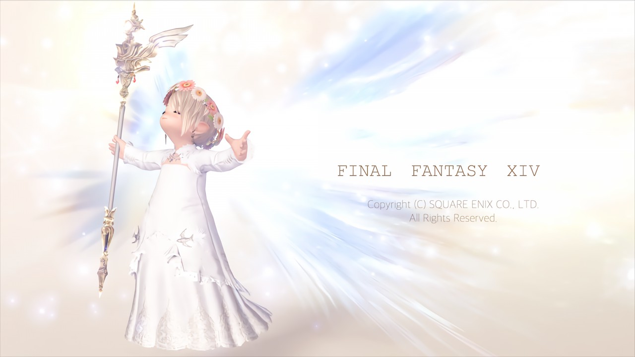 背中の羽根を生かして明るさを調整したFF14の天使風スクショ