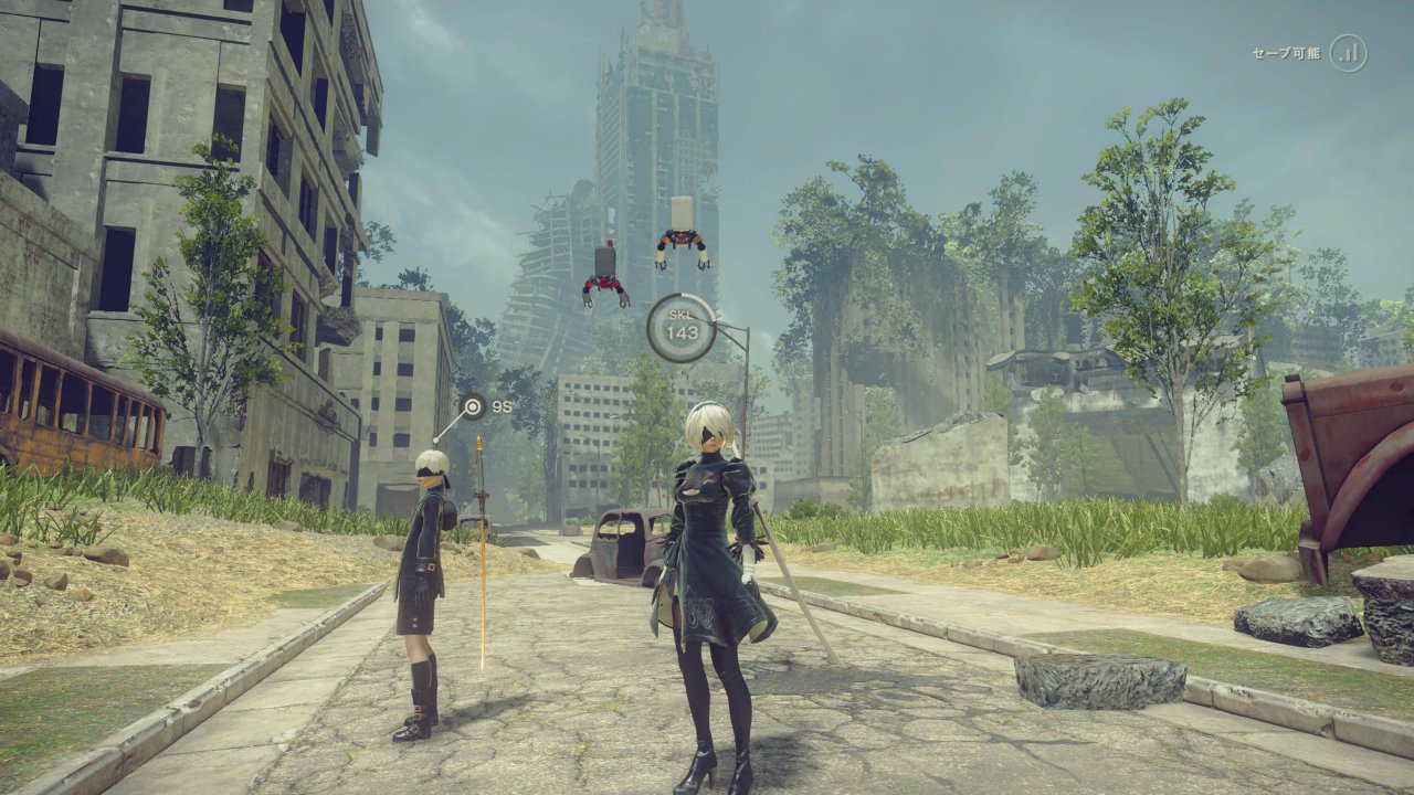 娘と一緒にニーア・オートマタをプレイしたゲーム画面